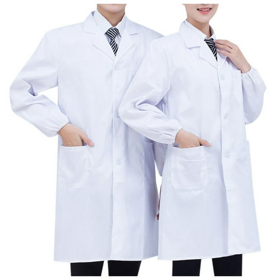 BYHONG Plus Size Coats for Women Lab Coat for Men and Women Long Sleeve White Lab Coat for Students Doctors and Beauty Versatile Laboratory Workwear White XL