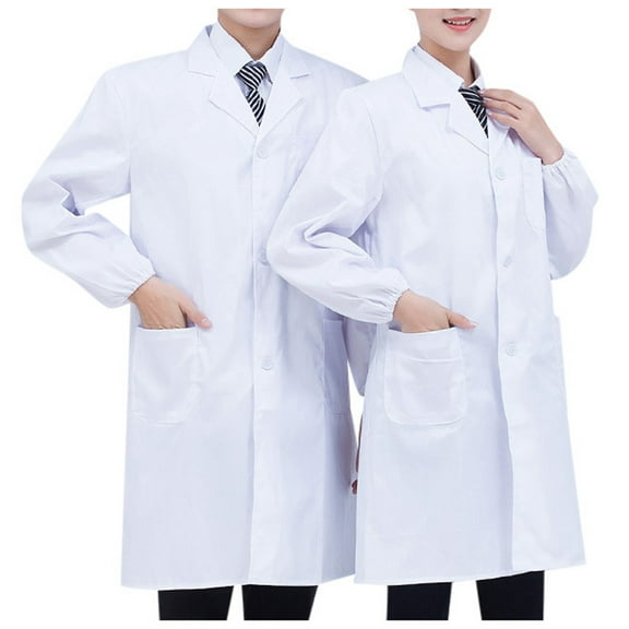 BYHONG Plus Size Coats for Women Lab Coat for Men and Women Long Sleeve White Lab Coat for Students Doctors and Beauty Versatile Laboratory Workwear White XXXL
