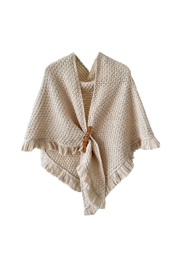 BYHONG Poncho Sweater Wrap Topper, Knitted Elegant Shawls Cape Scarf, One Size