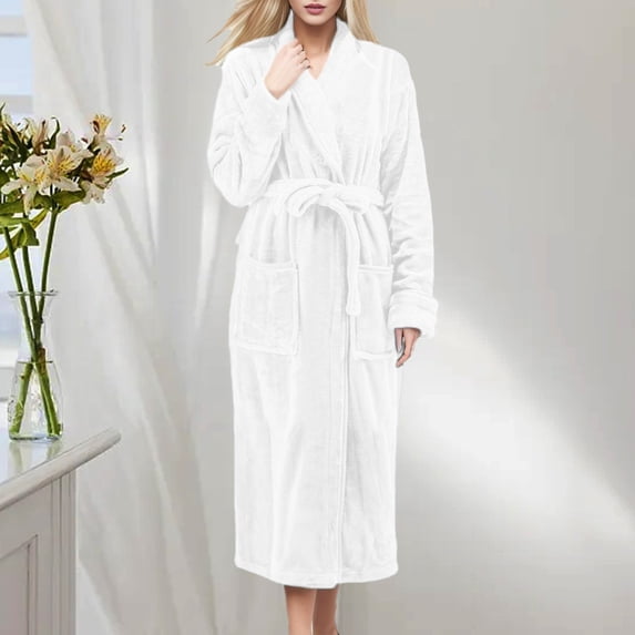 Bmisegm Robes for Women Long Cotton Cloth Robes for Women Plus Size Bathrobe Women's Robes Womens Pajamas White XXL