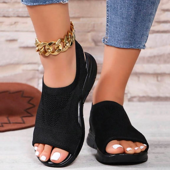 BYHONG Sandals for Women - Doctor Recommended Orthopedic Sandals with Arch Support, Breathable Walking Shoes Black 8