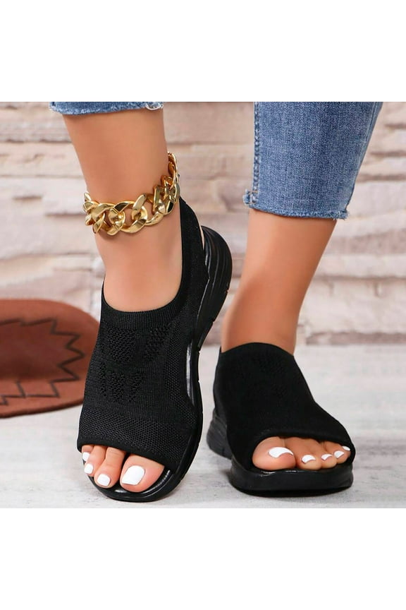 BYHONG Sandals for Women - Doctor Recommended Orthopedic Sandals with Arch Support, Breathable Walking Shoes Black 8