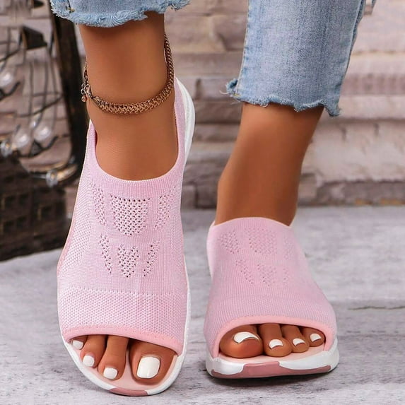 BYHONG Sandals for Women - Doctor Recommended Orthopedic Sandals with Arch Support, Breathable Walking Shoes Pink 9