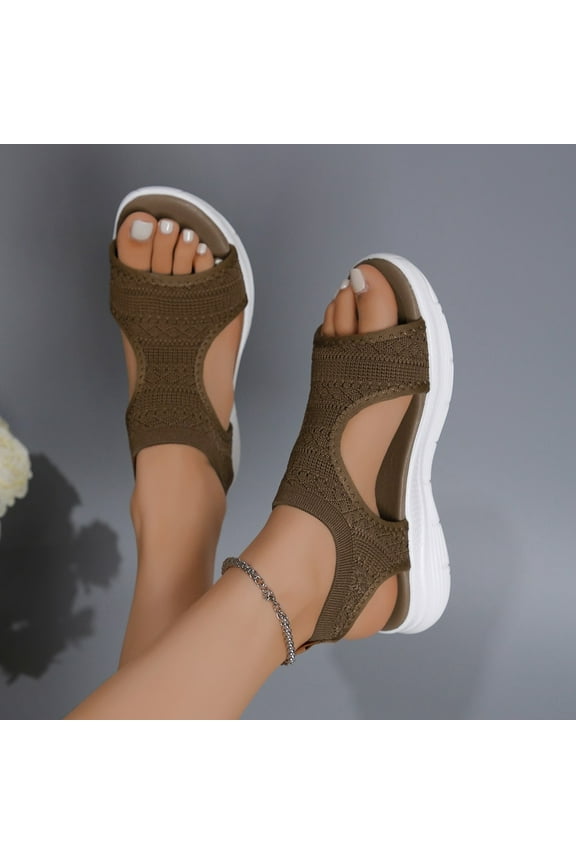 BYHONG Sandals for Women Womenâs Low Heel Fishmouth Comfort Sandals, Casual & Sporty -Ons, Wide Width Options, Lightweight & Comfortabl Coffee 9