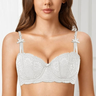 BYHONG Sexy Lace Half Cup Thin Bra Bridal Bra Push Up Women’s Classic Lace Push Up Bra Bra for Women White 32