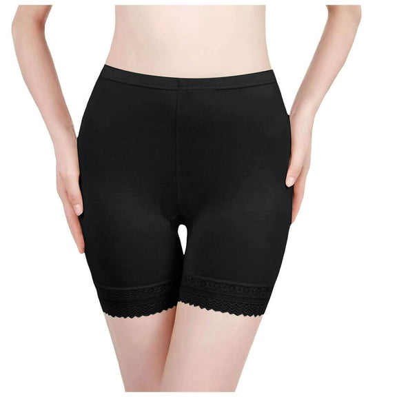 BYHONG Shorts For Under Dresses Chafing Thigh Bands Underwear Women Girls Lace Stretch Short Pants Panties for Women Pack Black S