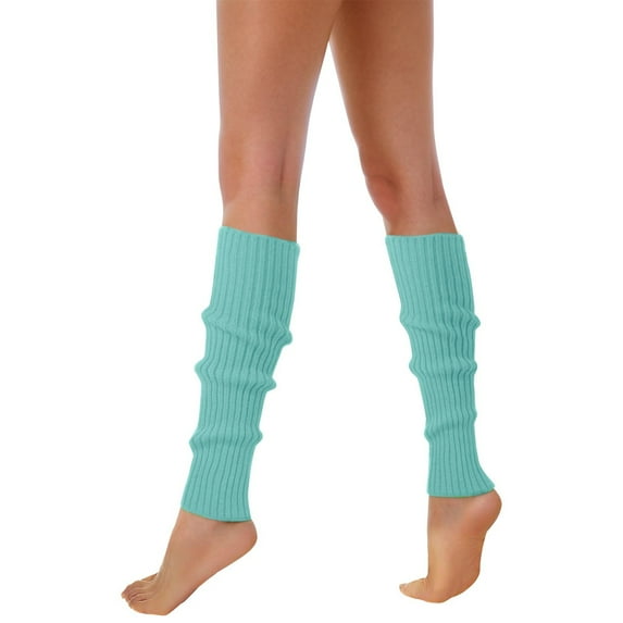 BYHONG Socks for Women 80s 90s Leg Warmers for Women Neon Ribbed Leg Socks Stylish Accessories Colorful Fluorescent Wool Knitted Sock Sleeves Running Socks Womens Light Blue One Size