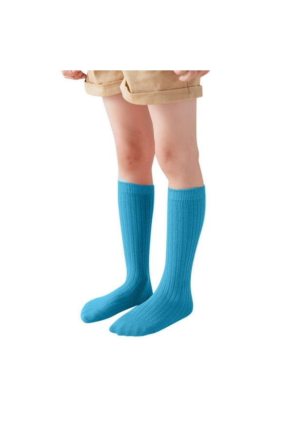 Socks for Women Kids Boys Girls Cotton Socks Unisex Solid Color Socks Funny Casual Crew Socks Toddler Dress Sock Running Socks Womens Light Blue One Size