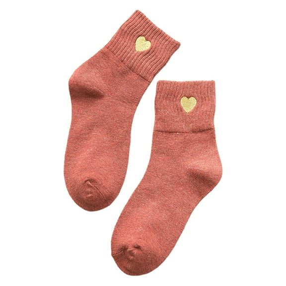 BYHONG Socks for Women Women Fashion Solid Gold Love Short Socks Embroidered Cotton Socks Mid Calf Socks Running Socks Womens Red One Size