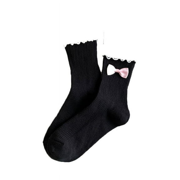 BYHONG Socks for Women Women Socks Bow Crew Socks Sweet Lolita Dress Breathable Soft Girls Socks Running Socks Womens Purple One Size