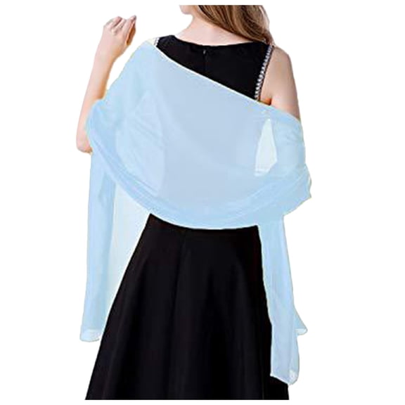 BYHONG Soft Chiffon Scarve Shawls Wraps for Dresses Women Accessories Womens Scarf Blue L
