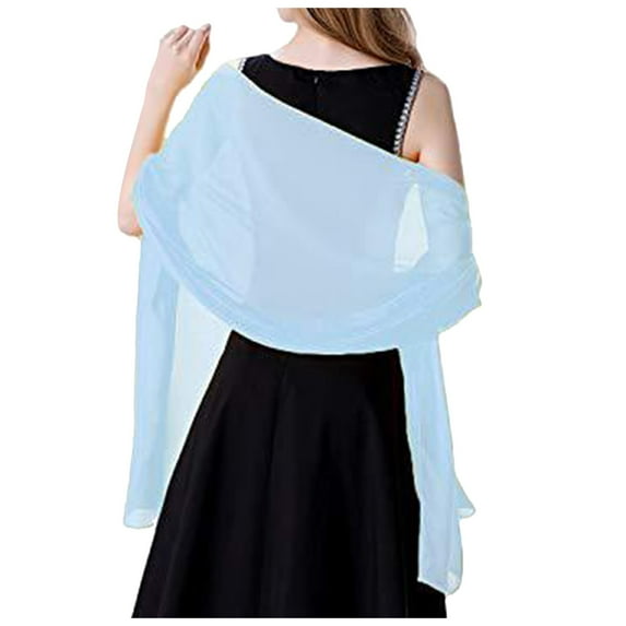 BYHONG Soft Chiffon Scarve Shawls Wraps for Dresses Women Accessories Womens Scarf Blue M