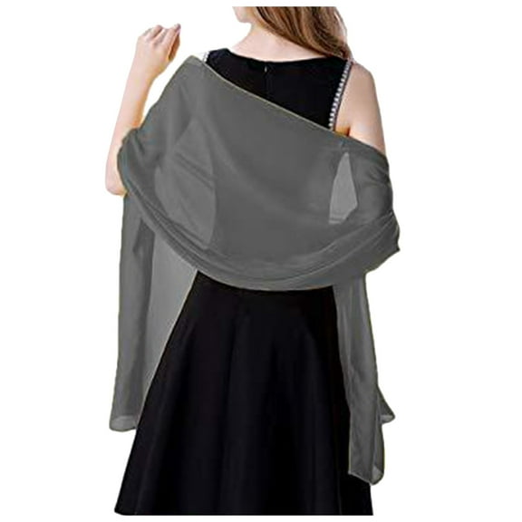 BYHONG Soft Chiffon Scarve Shawls Wraps for Dresses Women Accessories Womens Scarf Grey S