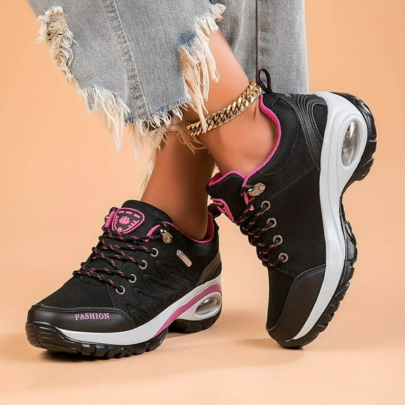 BYHONG Spring and Autumn New Sports and Casual Shoes for Women Thick Soles and Absorbing Outdoor Shoes Casual Shoes for Women Black 7.5