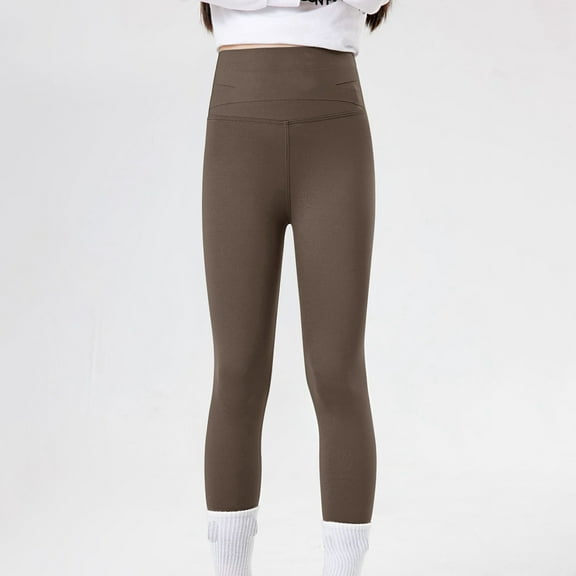 BYHONG Spring/summer Kids Pure Color Pants Leggings High Waisted Slim Fit Pants Yoga Pants Out Wear Pants for Girls Coffee 110(US Size)