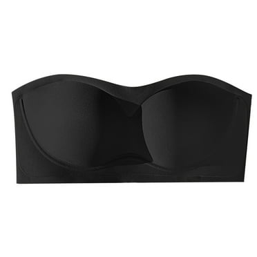 BYHONG Strapless Bra for Women Non Push Up Wire Comfort Lift and Support Droop No Show Bandeau Bra Black M