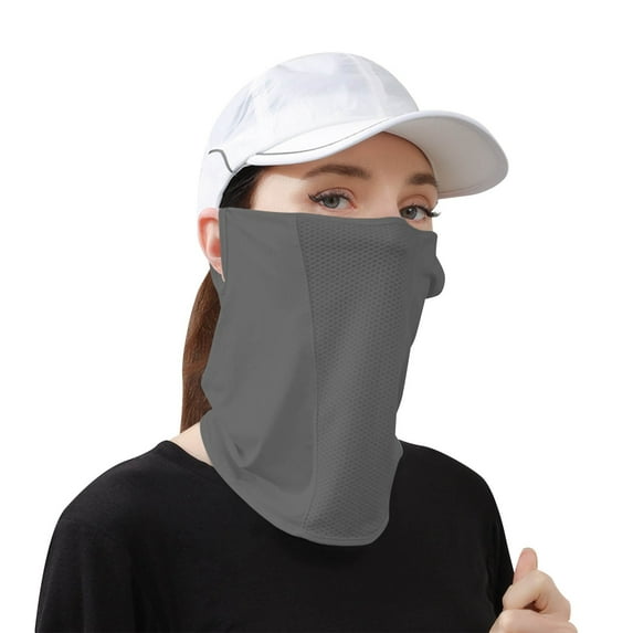 BYHONG Sun Protective Scarf with Ear Loops Breathable Lightweight Face Cover for Summer Golf Cycling Outdoor Use Dark Gray_004 One Size