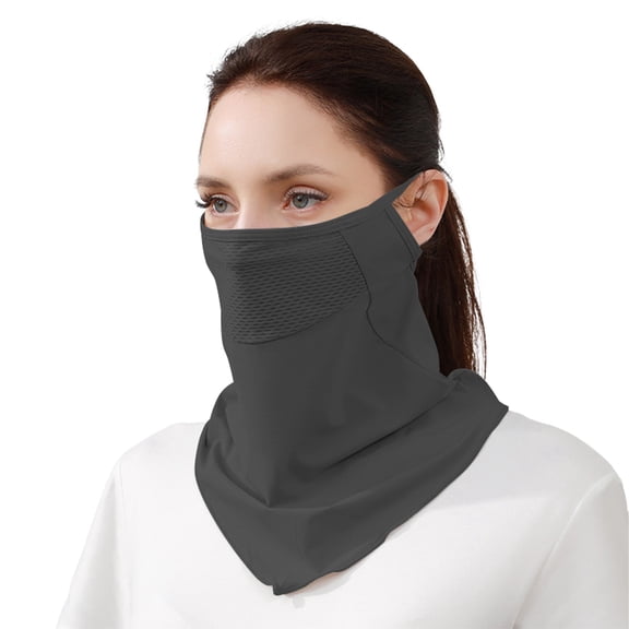 BYHONG Sun Protective Scarf with Ear Loops Breathable Mesh Face Cover Half Face Protection for Summer Outdoor Sports Dark Gray_003 One Size