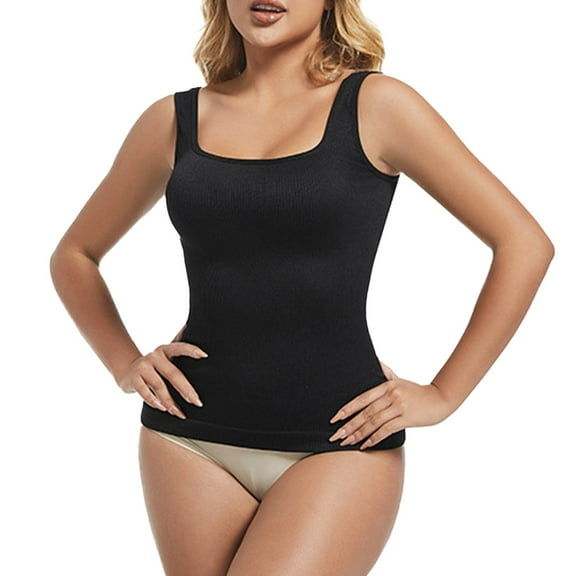 BYHONG Tank Tops For Women Shapewear Square Neck Camisole Tops Black_001 XXL
