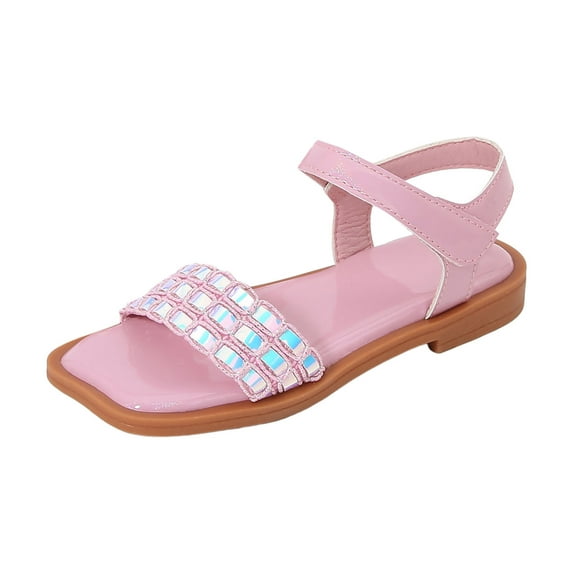 BYHONG Toddler Girls Sandals - Non- Bohemian Slingbacks | Rhinestone Accented Beach-to-Party Shoes Pink 11 (US Size)
