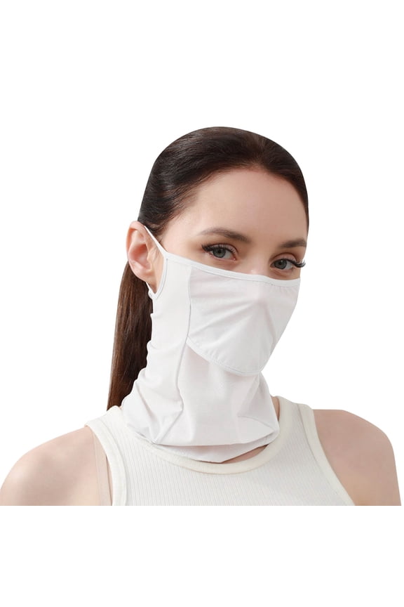 BYHONG UPF 50+ Sun Protective Scarf for Women Men Lightweight Breathable Sports Face Cover for Summer Hiking Running White_001 One Size