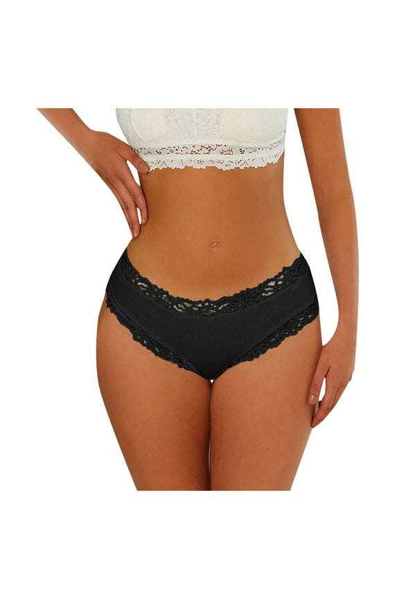 BYHONG Underwear Women's Underpants Women Brazilian Briefs Lace Briefs Soft Hipster Sexy Panties Underwear Women Underwear Soft Underwear Multipack S XL Women's Panties Black S