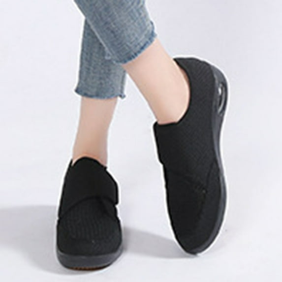 BYHONG Unisex Adjustable Laceless Easy on and off Soft Breathable Espadrilles Casual Shoes for Women Black 9.5