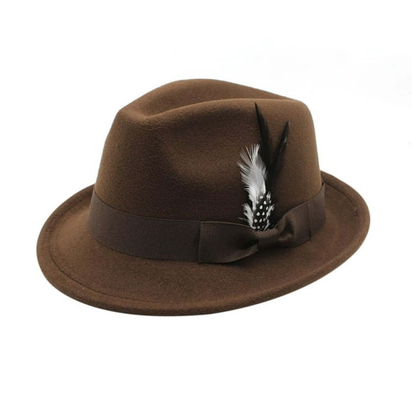 Vintage German Hat Traditional Fedora with Feather for Oktoberfest Parties & Outdoor Events Women Caps Coffee One Size