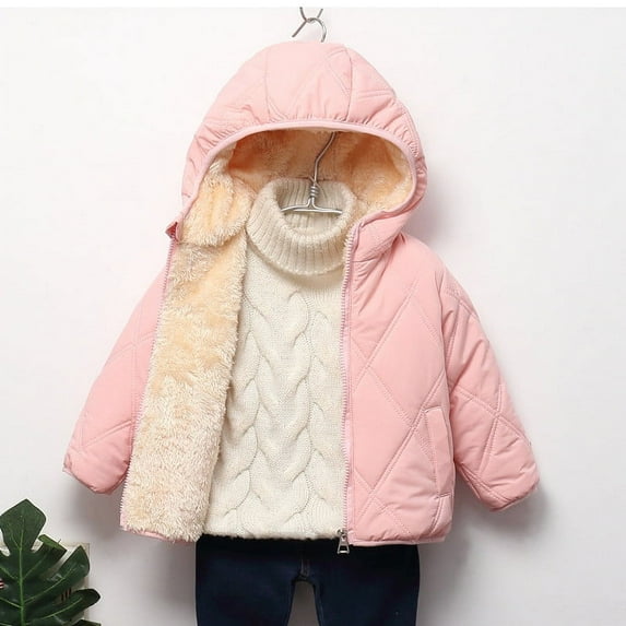 BYHONG Warm Winter Outwear for Girls Clothes Autumn and Winter Padded Children's Short Padded Jacket Jacket Boys and Girls Baby Down Jacket Pink ,120