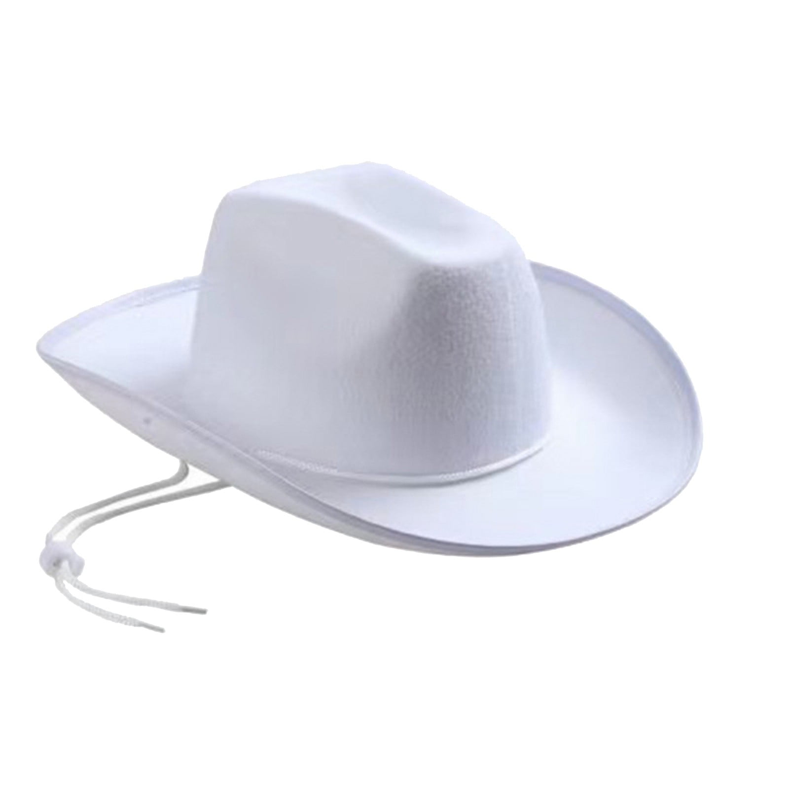White Wide Brim Cowboy Hat with Chin Strap