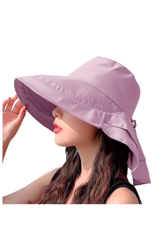 BYHONG Wide Brim Ponytail Adjustable Beach Hat Sun Hat Sun Hats Purple