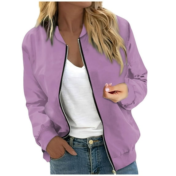 Bmisegm Women Casual Floral Zip up Jacket Spring Long Sleeve Coat Stand Lightweight Short Outwear Tops Jackets for Women Casual XL