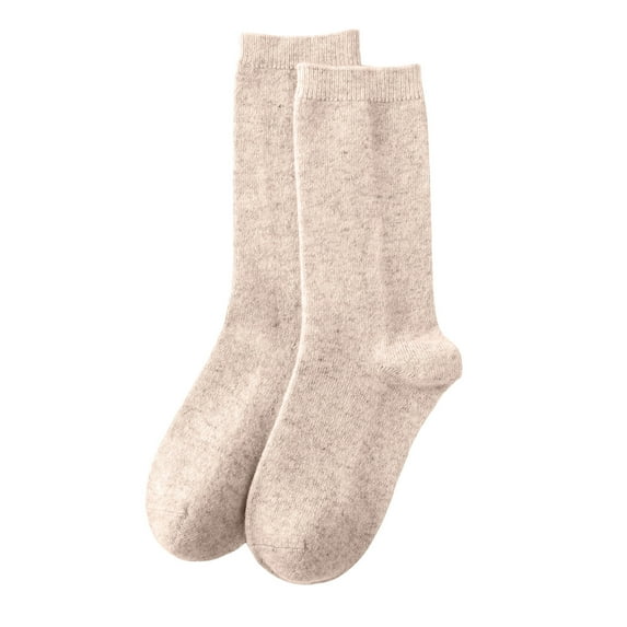 BYHONG Women Casual Home Socks Warm Wool Socks Solid Color Mid Calf Socks Comfortable Women's Stockings Beige One Size