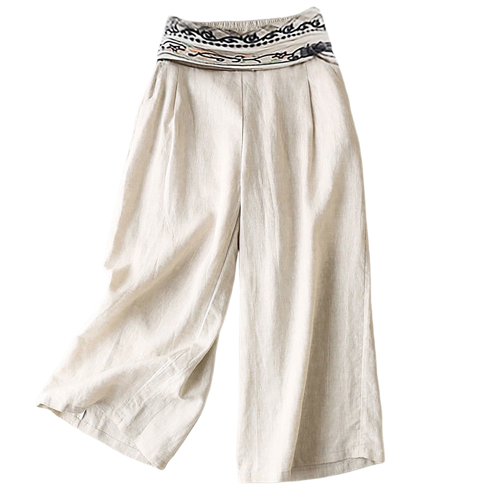 BYHONG Women Casual Solid Loose Elastic Waist Trouser Pants Straight