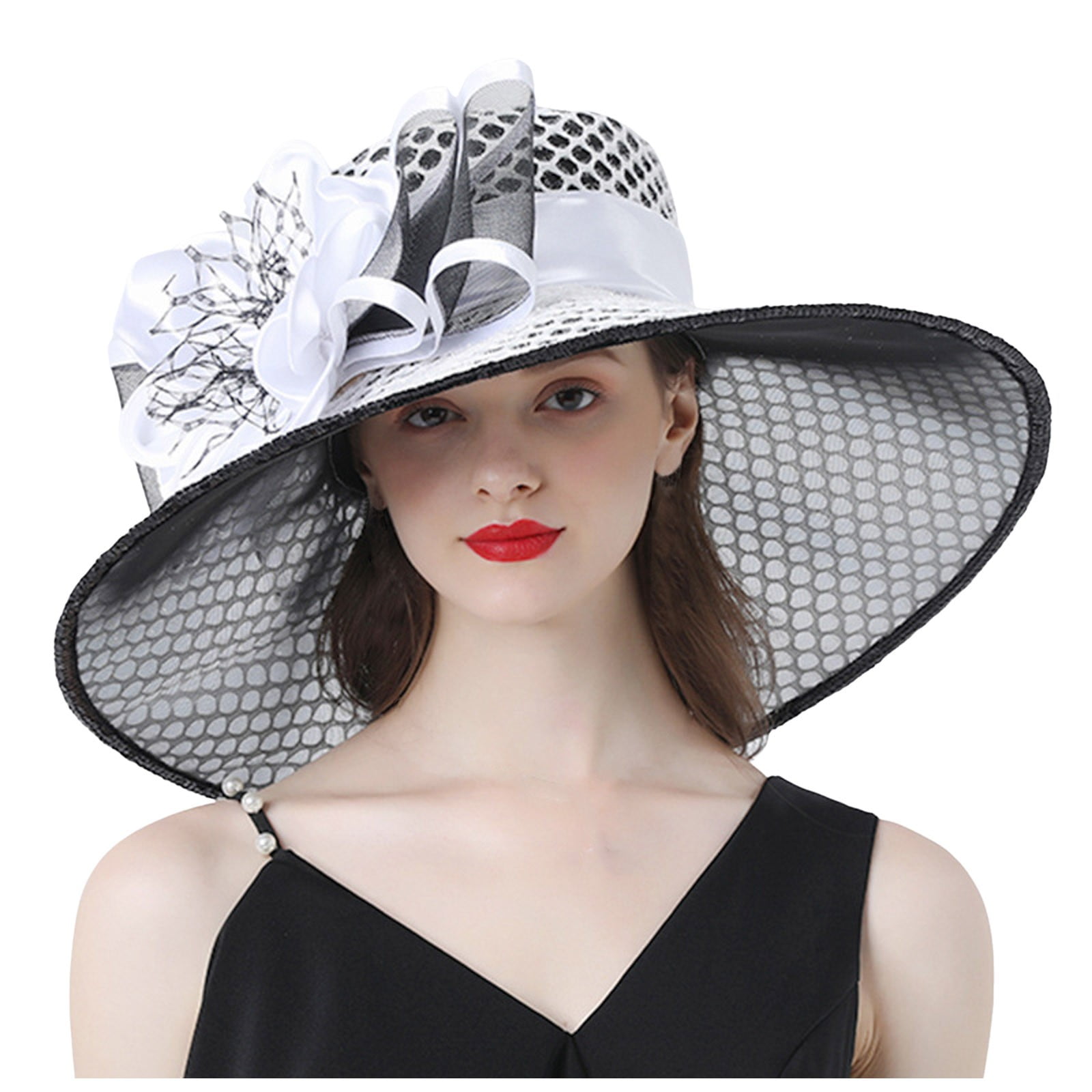 BYHONG Women Hat Wide Brim Sun Hats for Wedding Tea Party