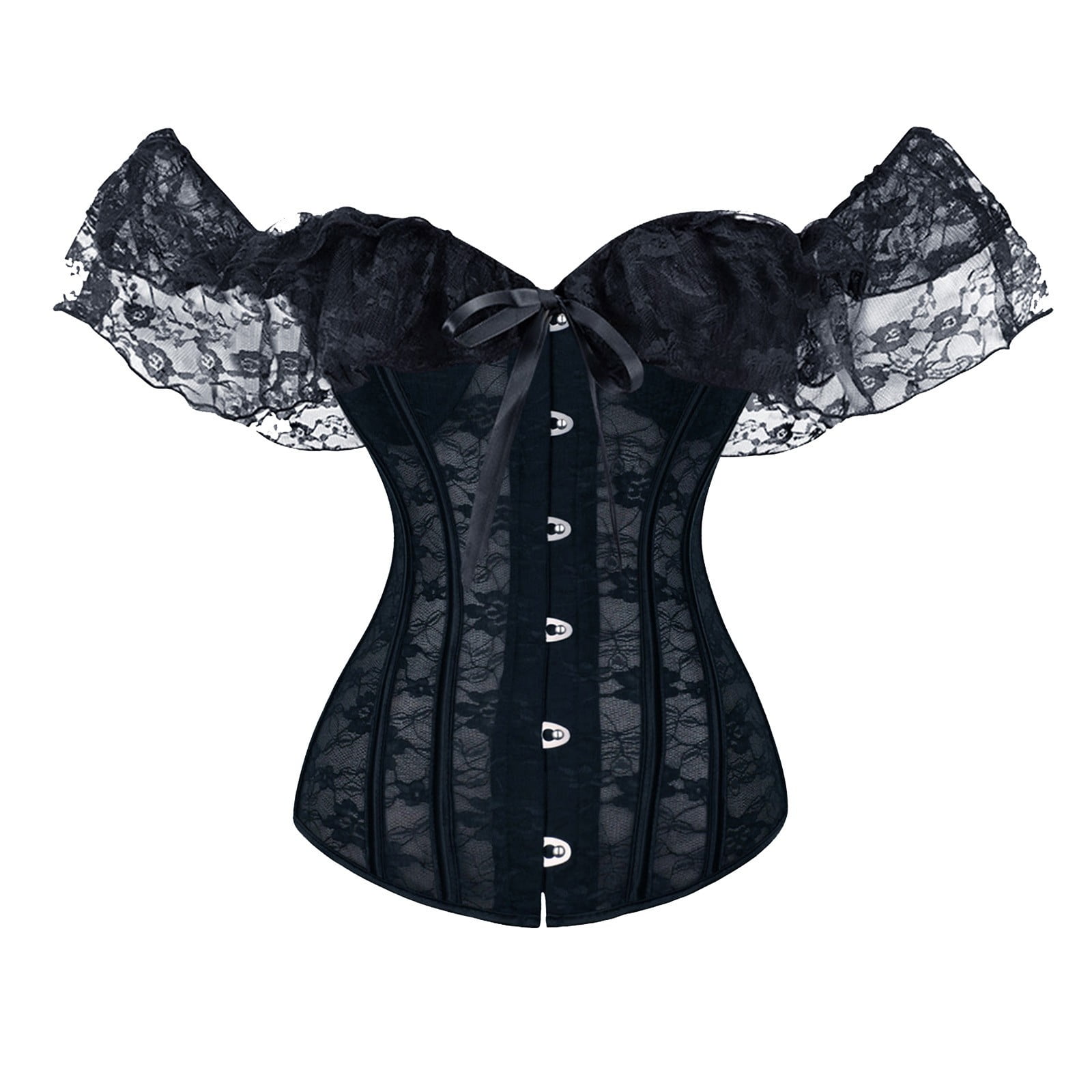 VASLANDA Women's Lace up Boned Sexy Plus Size Overbust