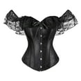 thumbnail image 1 of BYHONG Women Lace Up Vintage Boned Bustier Corset with Garters Lace Up Boned Overbust Corset Bustier Lingerie Bodyshaper Womens Corset Black Corset Dress for Women XS, 1 of 3