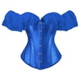 thumbnail image 1 of BYHONG Women Lace Up Vintage Boned Bustier Corset with Garters Lace Up Boned Overbust Corset Bustier Lingerie Bodyshaper Womens Corset Blue Corset Tops for Women XXXXXXL, 1 of 4