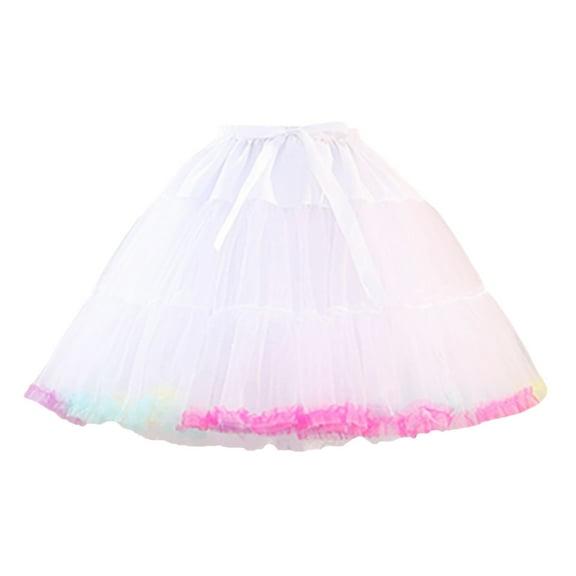 BYHONG Women Petticoat 2 Adjustable Hoop Skirt Lace Short Underskirt for Dress Skirts for Women Pink One Size
