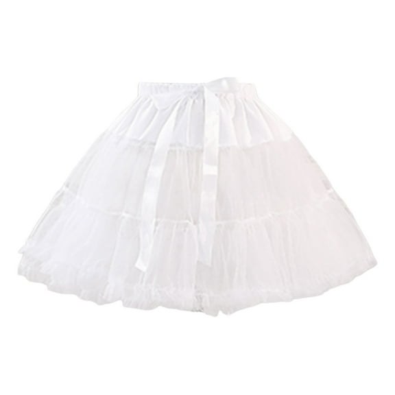 BYHONG Women Petticoat 2 Adjustable Hoop Skirt Lace Short Underskirt for Dress Skirts for Women White One Size