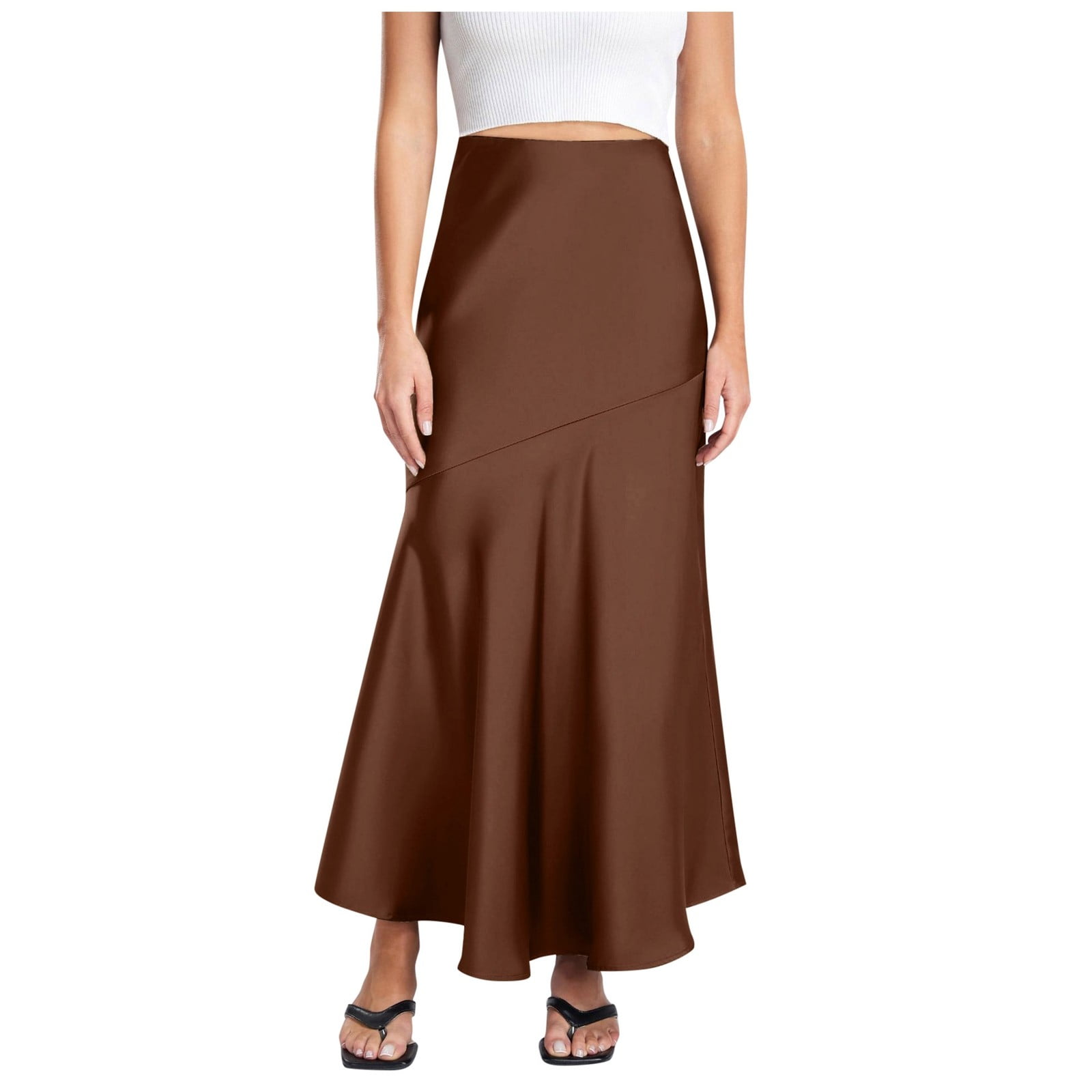 BYHONG-Women-Satin-High-Waist-