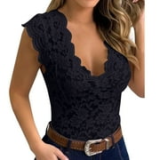 BYHONG Women Underwear Lace Mesh Stitching Neck Metal Garter for Women Black XXL