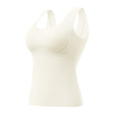BYHONG Women Shapewear Seamless Body Workout O Neck Camisole Tops Beige XL
