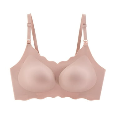 BYHONG Women Solid Color No Size Breastfeeding Bra Thin Push Up No Underwire No Nursing Bra Hot Pink One Size