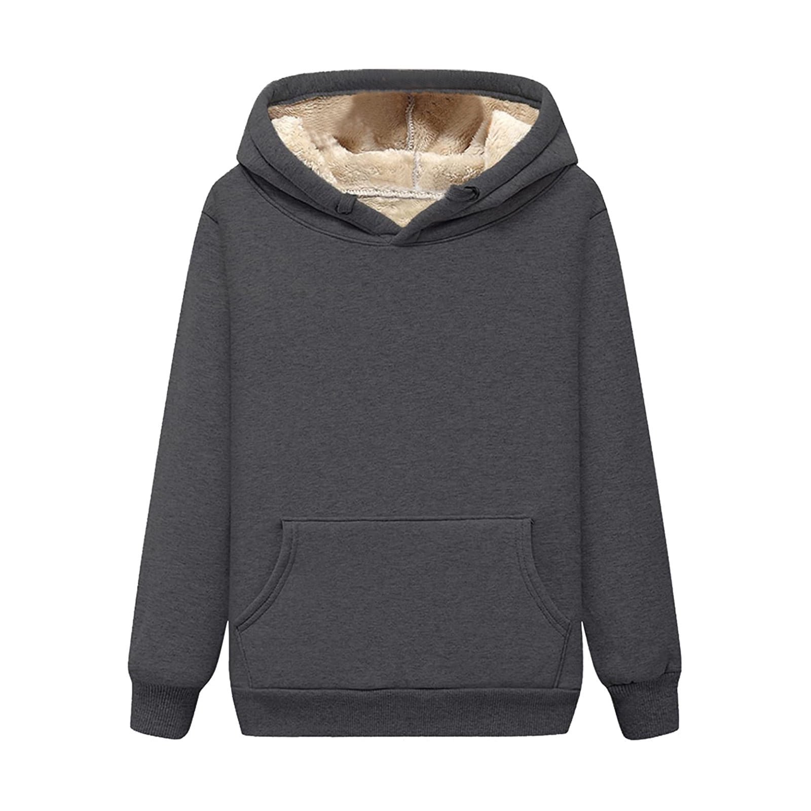 BYHONG Women Thick Hoodie Sweatshirt Lined Winter Velvet Warm O-neck ...