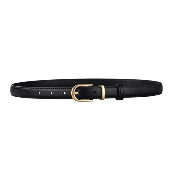 Bmisegm Women Thin Belt Skinny Leather Belt Jeans Dress With Gold Alloy Buckle Womens Belts Black One Size