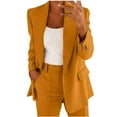 thumbnail image 1 of Bmisegm Women Two Piece Lapels Suit Set Office Business Long Sleeve Button Formal Jacket Pant Suit Slim LooseTrouser Jacket Suit Matching Sets Women Clothing Orange L, 1 of 5