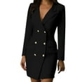 thumbnail image 1 of Bmisegm Women Womens Double Button Front Style Long Dress Wind Coat Women Black XXL, 1 of 8