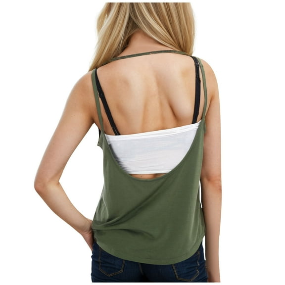BYHONG Women’s Athletic Blouse Backless Tank Top for Women Loose Yoga Shirt Army Green L