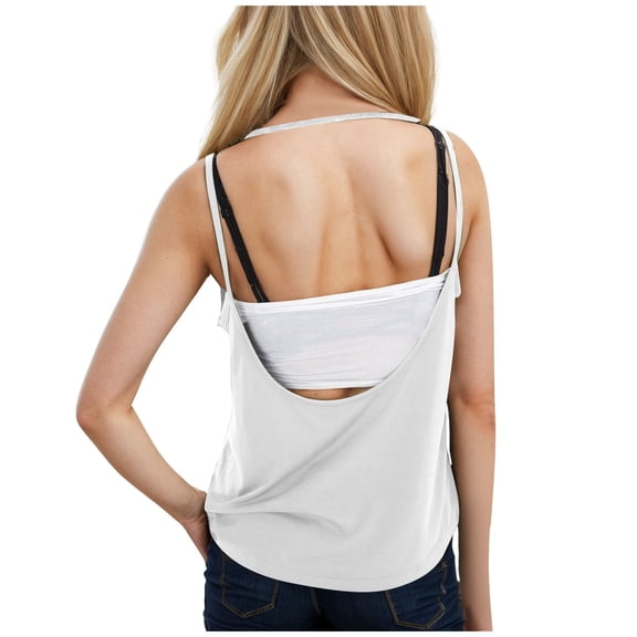 BYHONG Women’s Athletic Blouse Backless Tank Top for Women Loose Yoga Shirt White S